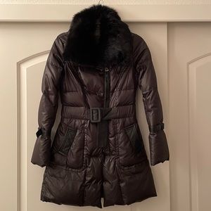 RUDSAK down coat with removable collar fur. size XS. Very fitted and warm.
